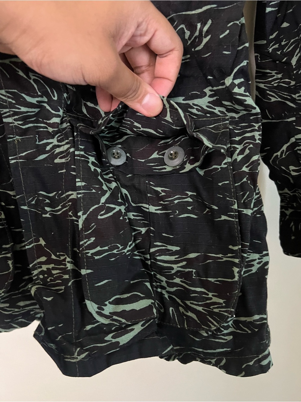 Vintage 80s Post Vietnam War Royal Thai Army "Shadow Tiger" Stripe Camo Shirt L - Picture 7 of 12